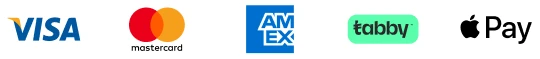 Accepted payment methods: visa, mastercard, amex, tabby, applepay